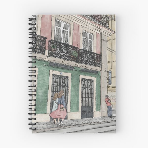 Item preview, Lisbon street scene illustration with buildings and tiles. designed and sold by NaliniLe.