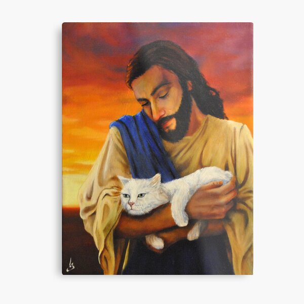Jesus & cat Metal Print