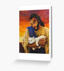 Jesus & cat Greeting Card
