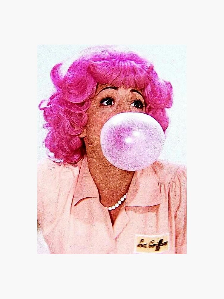 "Frenchie from Grease blowing gum" Sticker for Sale by willowharris