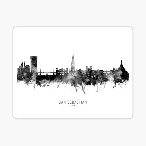 Vista previa del artículo con la obra «San Sebastian Spain Skyline», diseñado y vendido por ArtPrints.
