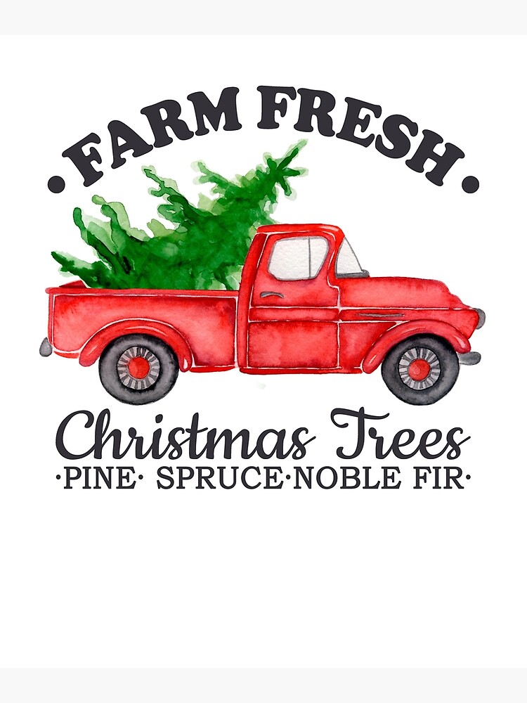 Watercolor Vintage Red Pickup Truck With Farm Fresh Christmas Tree Gift Greeting Card By Balanceplus Redbubble