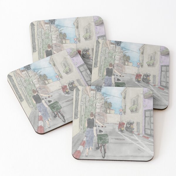 Item preview, Neve Tzedek Tel Aviv old town watercolor urban sketch designed and sold by NaliniLe.