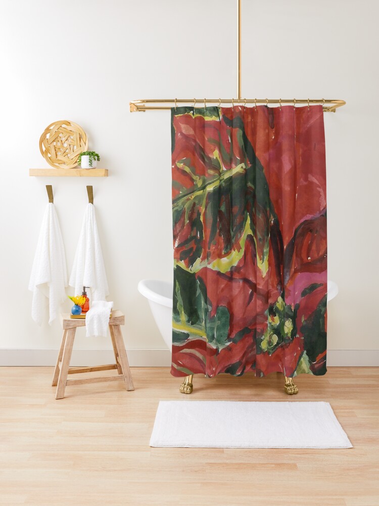 Christmas Poinsettia Shower Curtain By Joreitzeartist Redbubble
