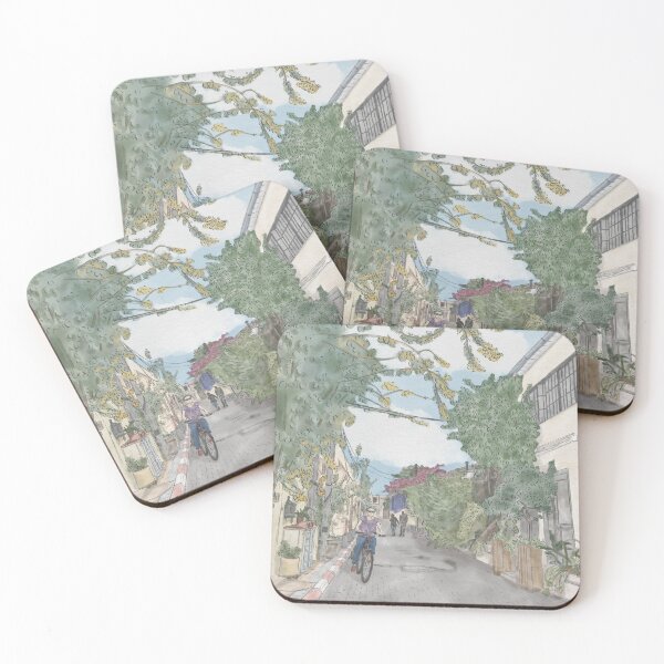 Item preview, Neve Tzedek Tel Aviv old town watercolor urban sketch designed and sold by NaliniLe.