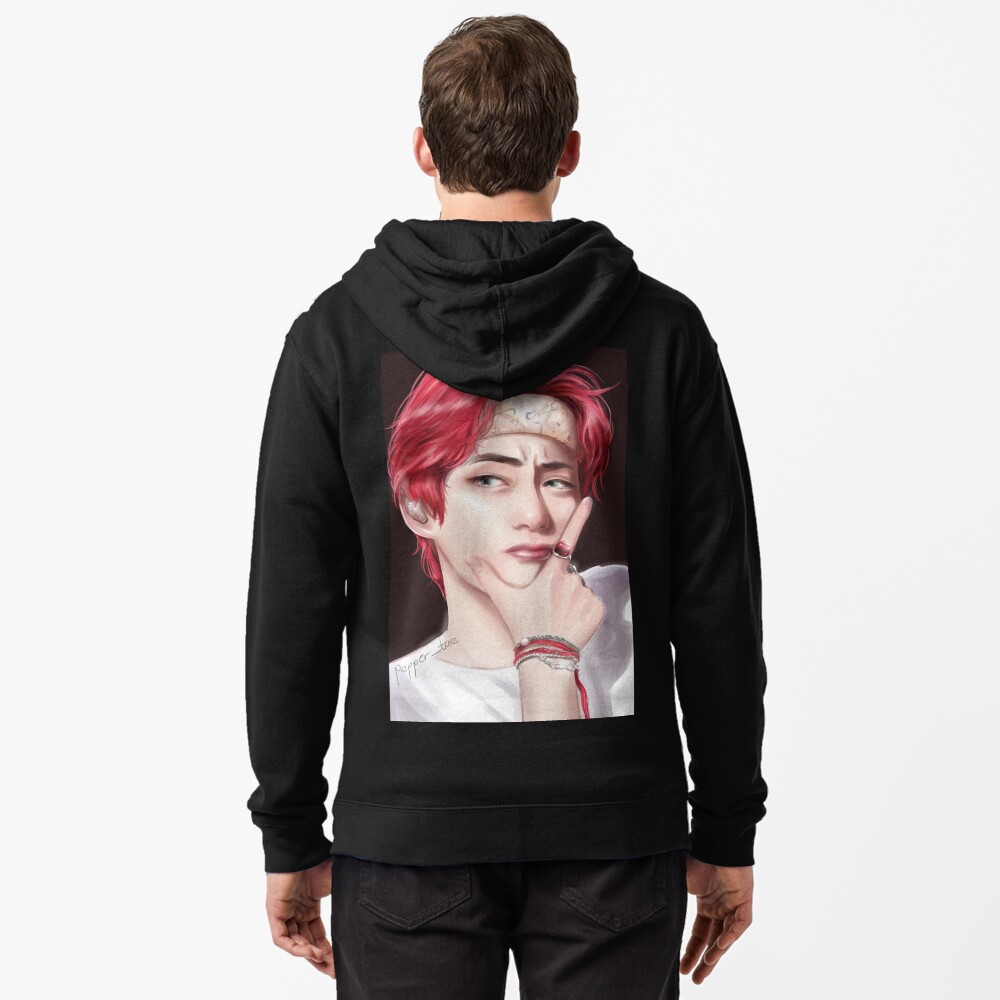 Taehyung red hoodie hotsell