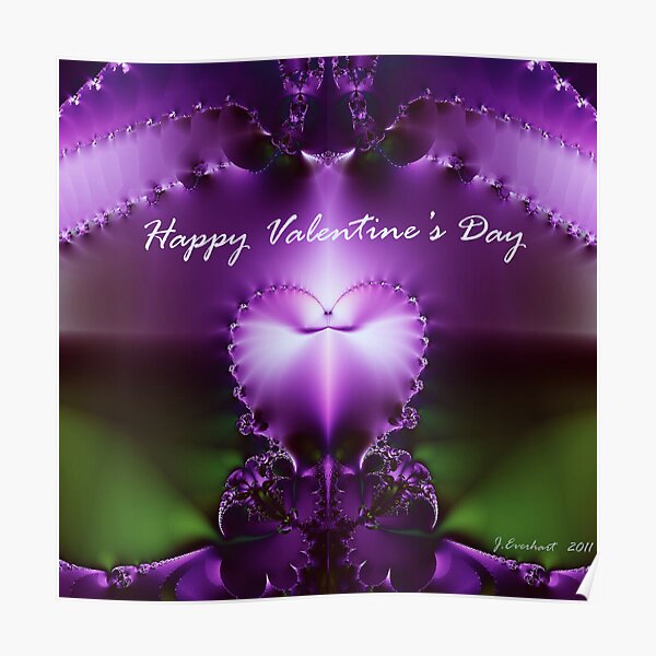Happy Valentines Day heart fractal Poster