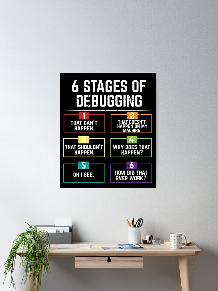Thumbnail 2 von 3, Poster, 6 Phasen des Debuggens von Computerprogrammen designt und verkauft von eulonix.