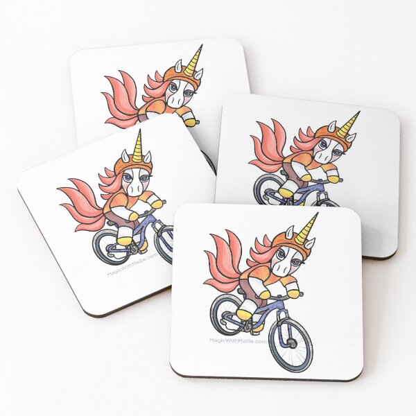 Artikelvorschau, Orange Mountainbike MTB Einhorn - Original Illustration entworfen und verkauft von Melanie Test.