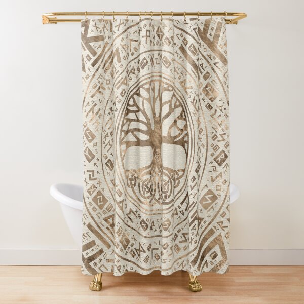 Tree of life -Yggdrasil Runic Pattern Shower Curtain