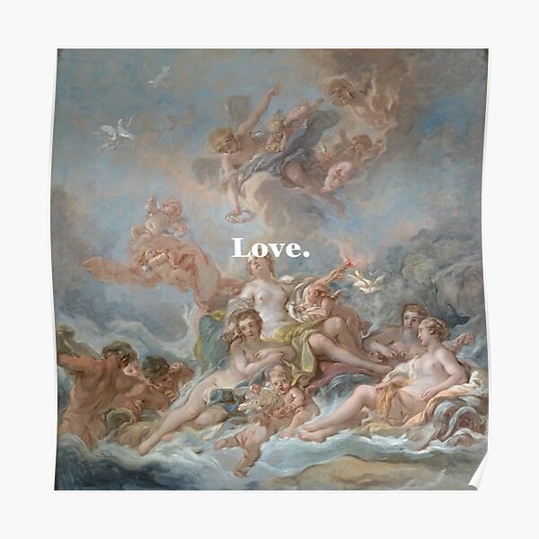 Pastel aesthetic painting, renaissance, angels, love Poster