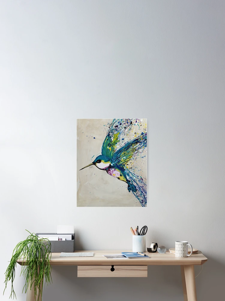 Thumbnail 2 of 3, Poster, Colorful Hummingbird Splatter designed and sold by RJ-Studios.