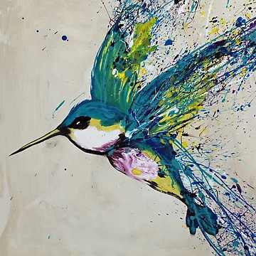 Artwork thumbnail, Colorful Hummingbird Splatter by RJ-Studios