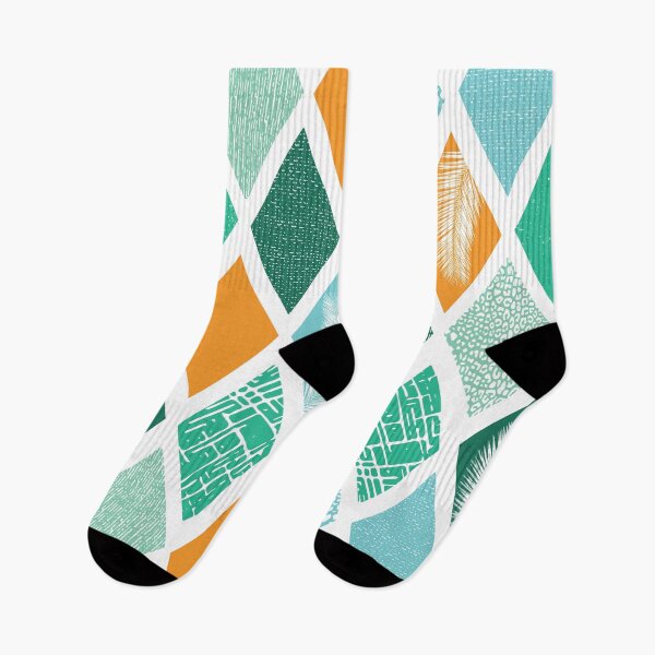 Artikelvorschau, Tropical Geometric Rhombus Pattern Blue Teal Orange entworfen und verkauft von Sandra Hutter.
