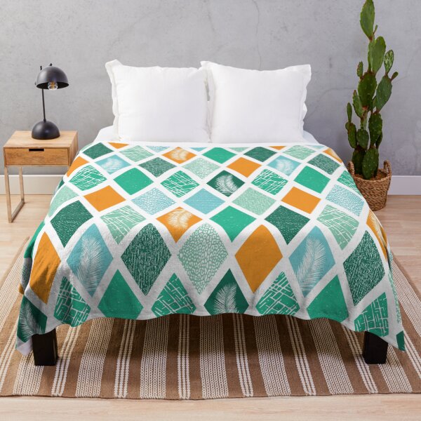 Item preview, Tropical Geometric Rhombus Pattern Blue Teal Orange designed and sold by Sandra Hutter.