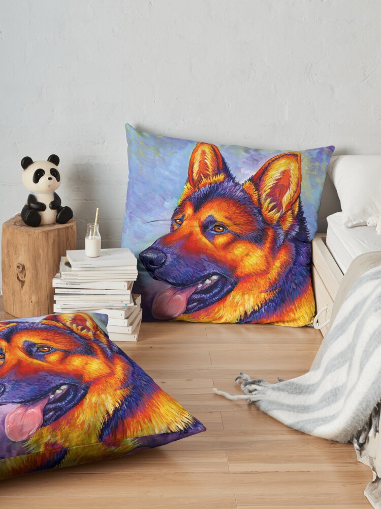 Alternate view of Courageous Partner - Colorful German Shepherd Dog Floor Pillow