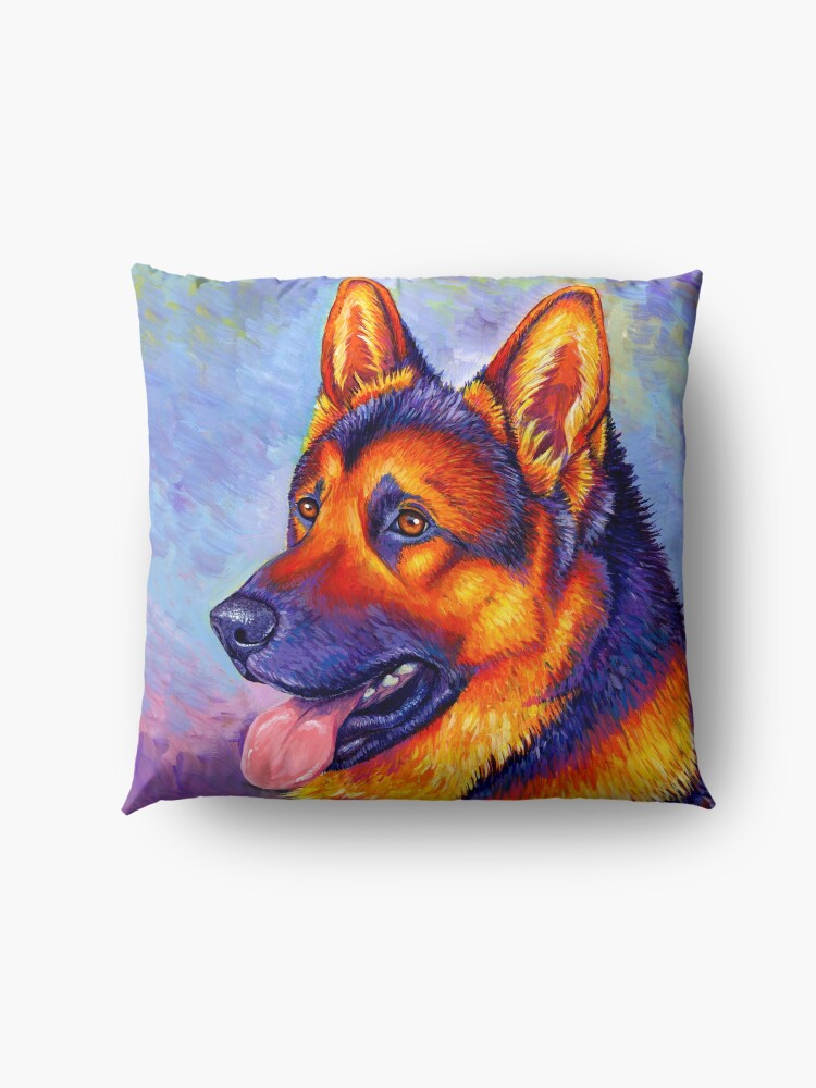 Alternate view of Courageous Partner - Colorful German Shepherd Dog Floor Pillow