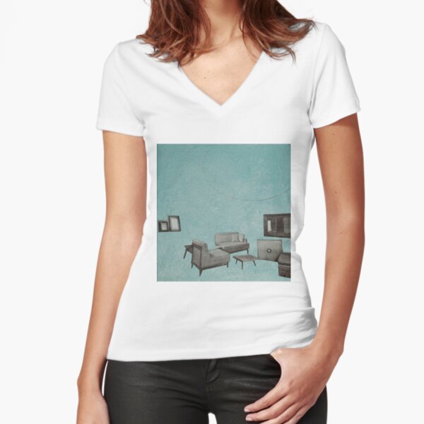The living room is floating away Fitted V-Neck T-Shirt