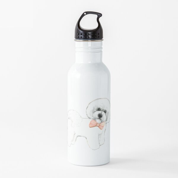 Bichon Frise dog, coral bows Water Bottle