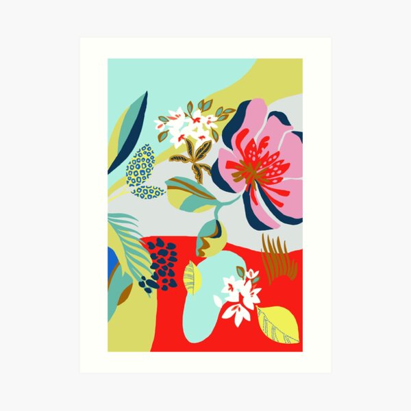 Funky graphic floral Art Print