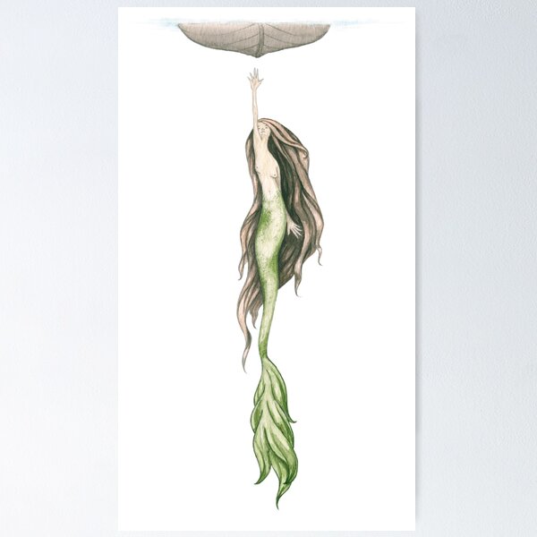 Item preview, "Curiosity" Mermaid watercolor illustration designed and sold by Deb Soromenho.