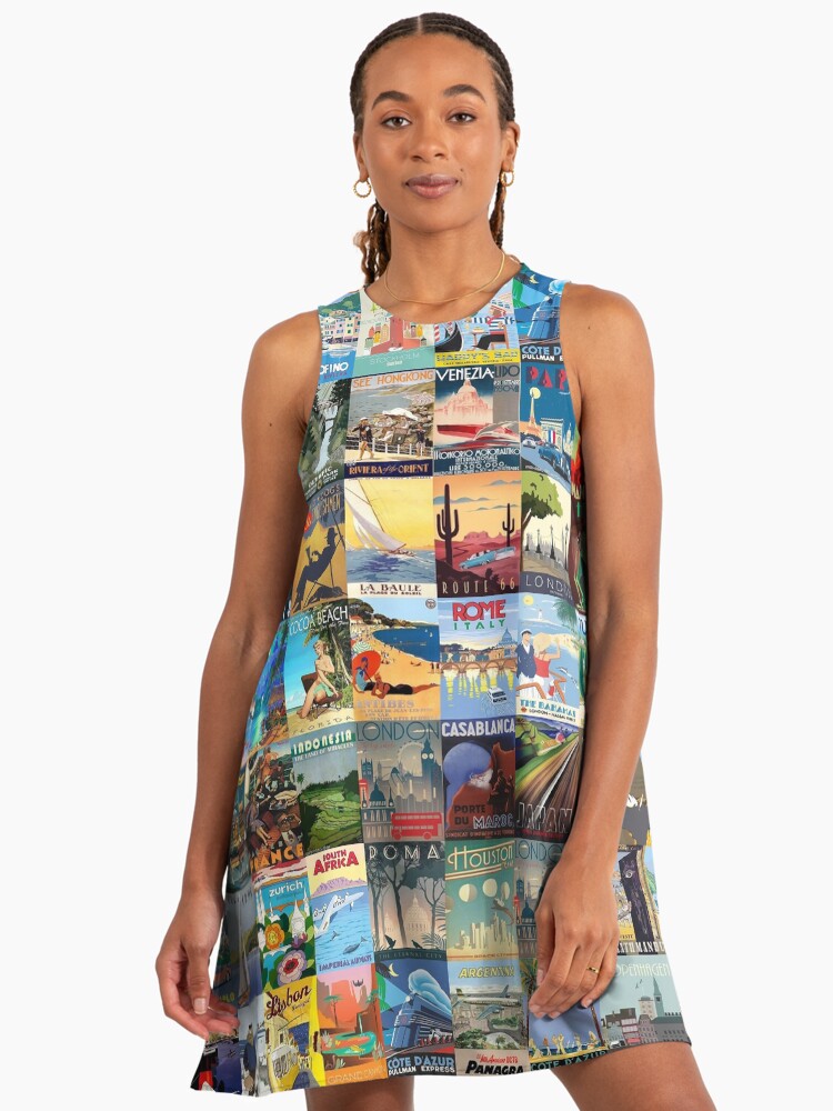 Art Deco Travel Art Deco A-Line Dress Art Deco Travel Art Deco A-Line Dress