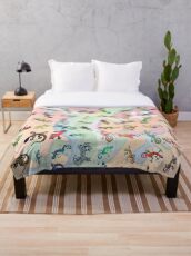 Gemalte Geckos Fleecedecke