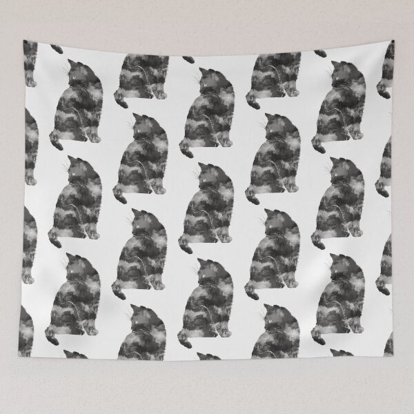 Item preview, Black and White Watercolor Cat designed and sold by AprilSLDesigns.