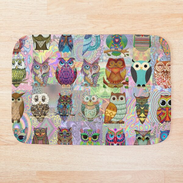 Psychedelic Owls Bath Mat