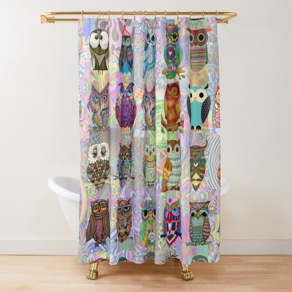Psychedelic Owls Shower Curtain