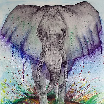 Artwork thumbnail, Colorful Stomping Elephant by RJ-Studios