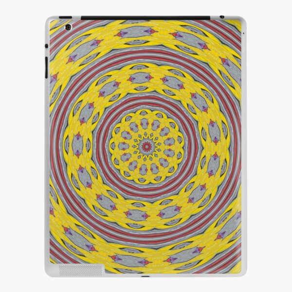 Patterned Kaleidoscope in Yellow and Gray iPad Skin