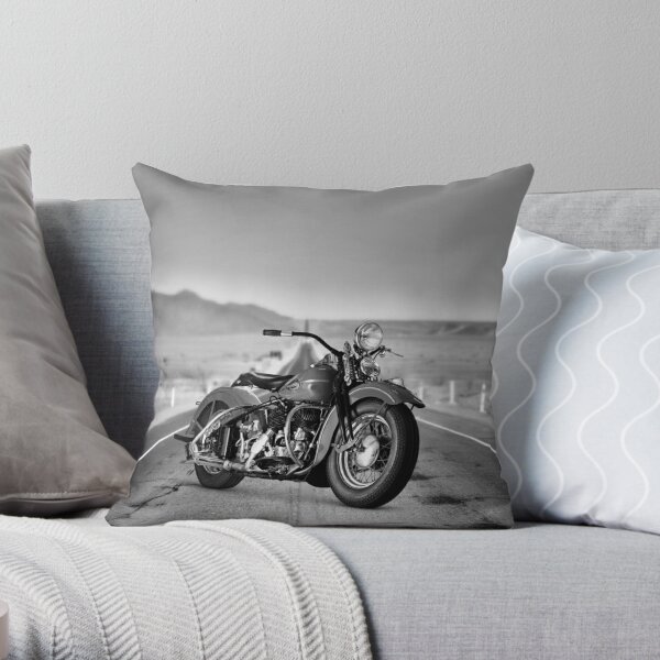 American Motorcycle Crotch Rocket Gear Shifting Throw Pillow Cover 18” x 18”