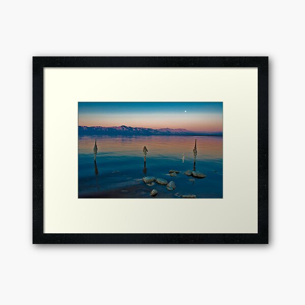 Salton Sea Moon Set, Early AM Framed Art Print