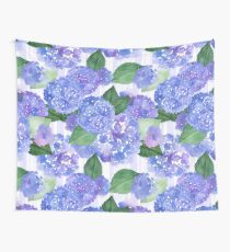 Hydrangeas and Stripes Wall Tapestry
