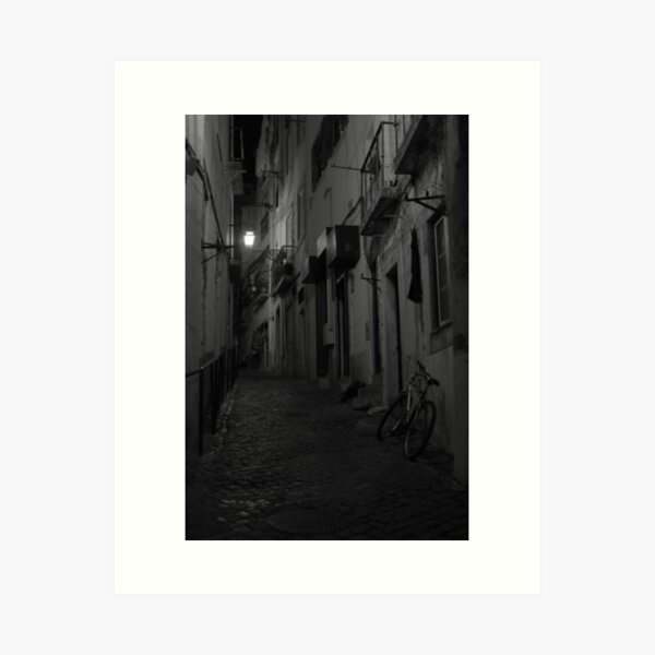 Item preview, A Street in Lisbon - Black and white photography designed and sold by gemgemshop.