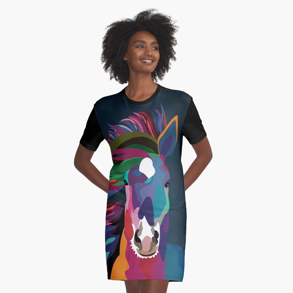 horse ruining Graphic T-Shirt Dress