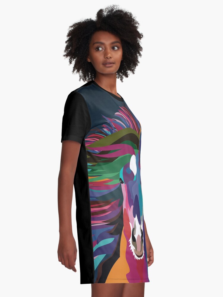 Alternate view of horse running Graphic T-Shirt Dress