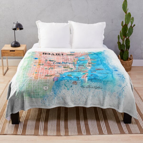 Item preview, Miami Florida Illustrated Map with Main Roads Landmarks and Highlights designed and sold by artshop77.