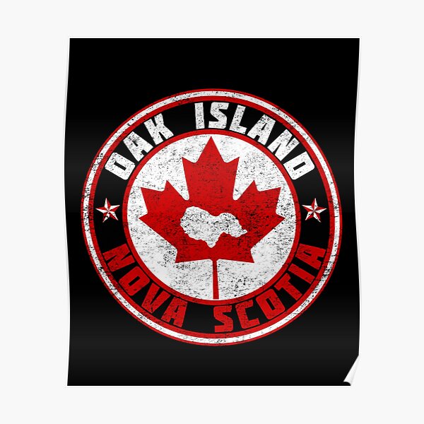 Oak Island Nova Scotia Vintage Canadian Flag Mystery Gift Poster