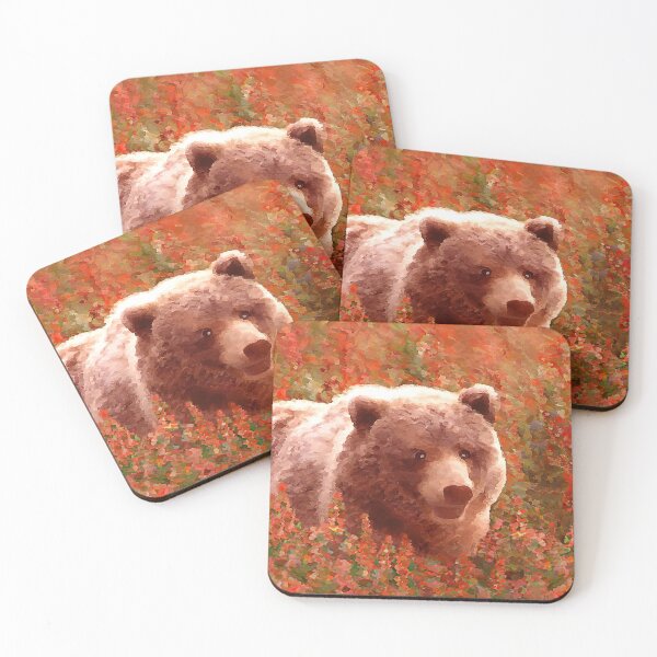 Item preview, Grizzly Bear Cub in Fireweed designed and sold by alpendesigns.