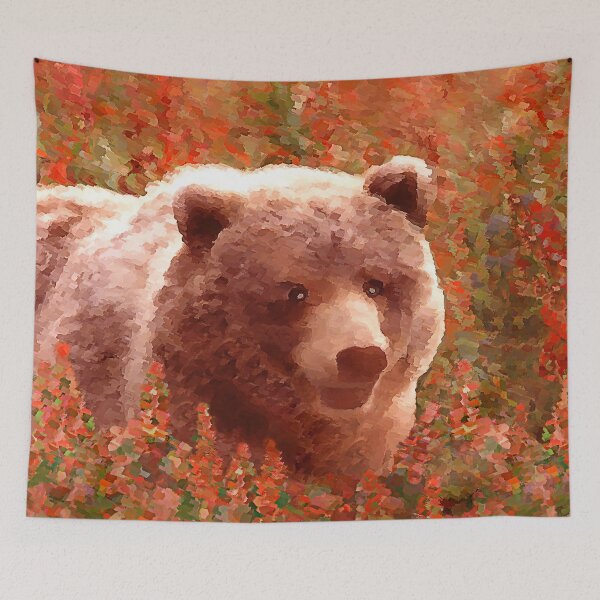 Item preview, Grizzly Bear Cub in Fireweed designed and sold by alpendesigns.