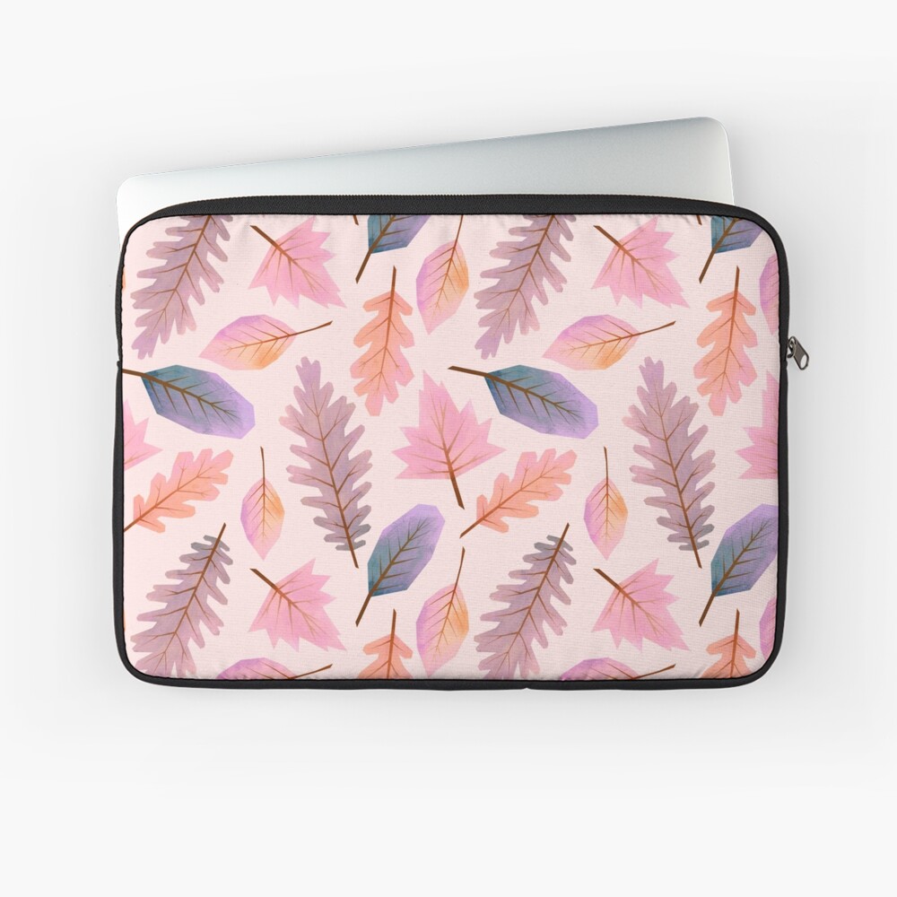 Pink winter Autumnal leaf pattern Laptop Sleeve