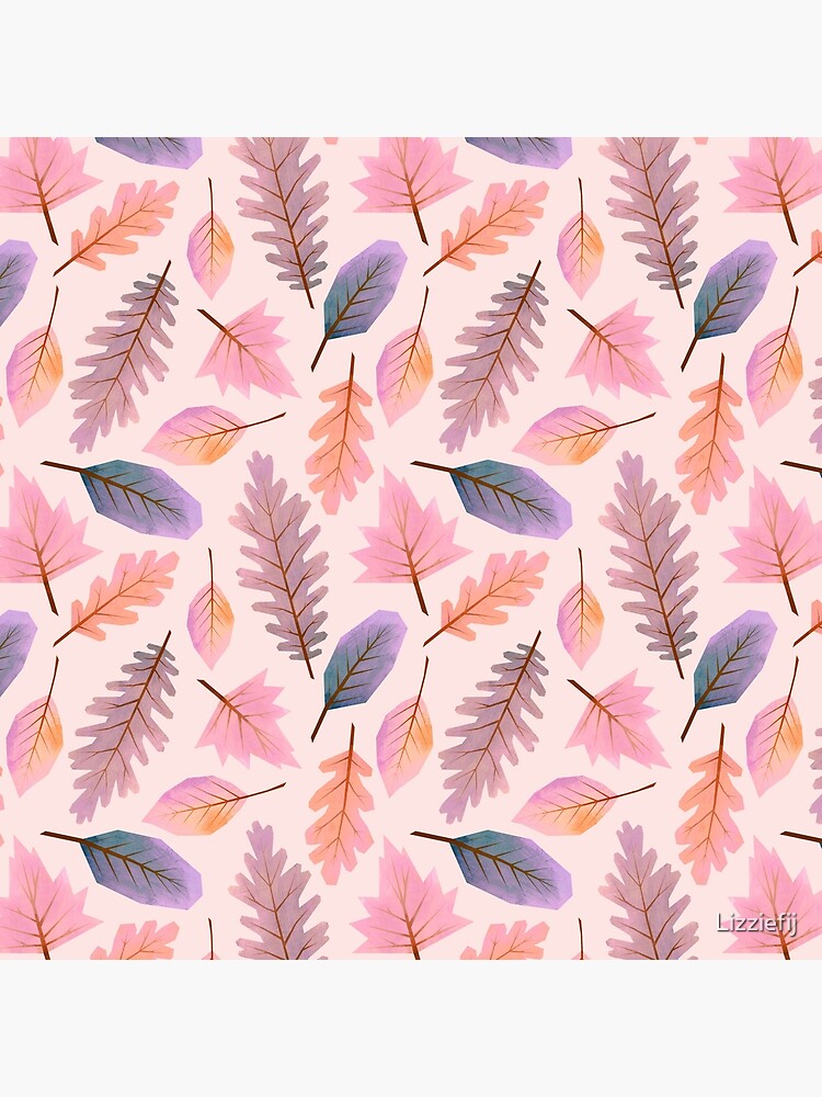 Pink winter Autumnal leaf pattern by Lizziefij