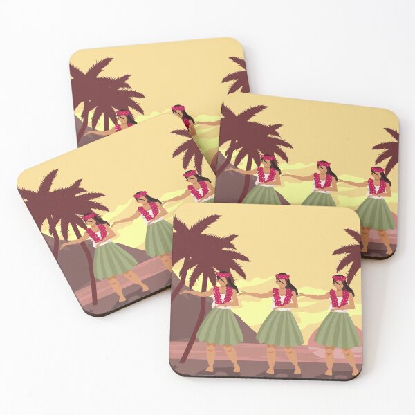 Item preview, Hawaiian Islands Retro Vintage Beach Hula Girl with Palm Trees designed and sold by themobybrand.