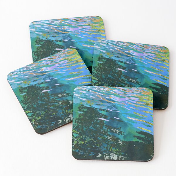 Item preview, Green Pond Ripples Reflections Watercolor Illustration | Modern Garden Art  designed and sold by AndreaHelmArt.