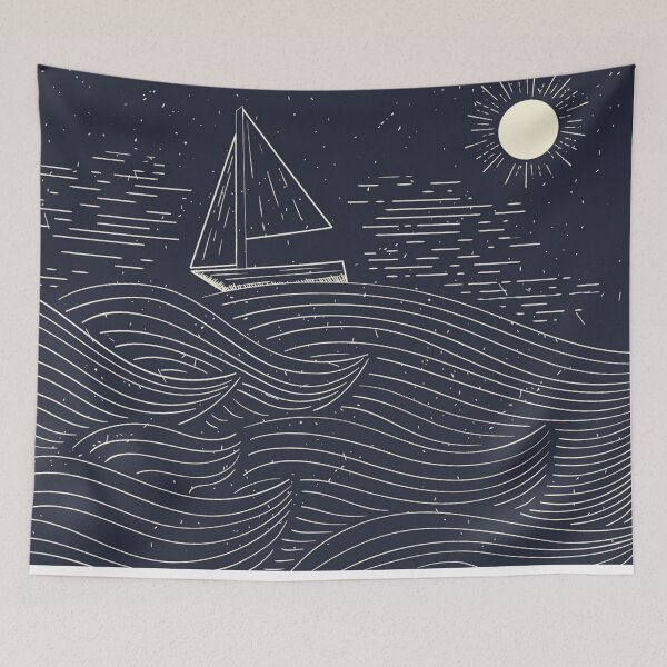 Item preview, Velero abstracto mínimo en olas oceánicas con sol designed and sold by themobybrand.