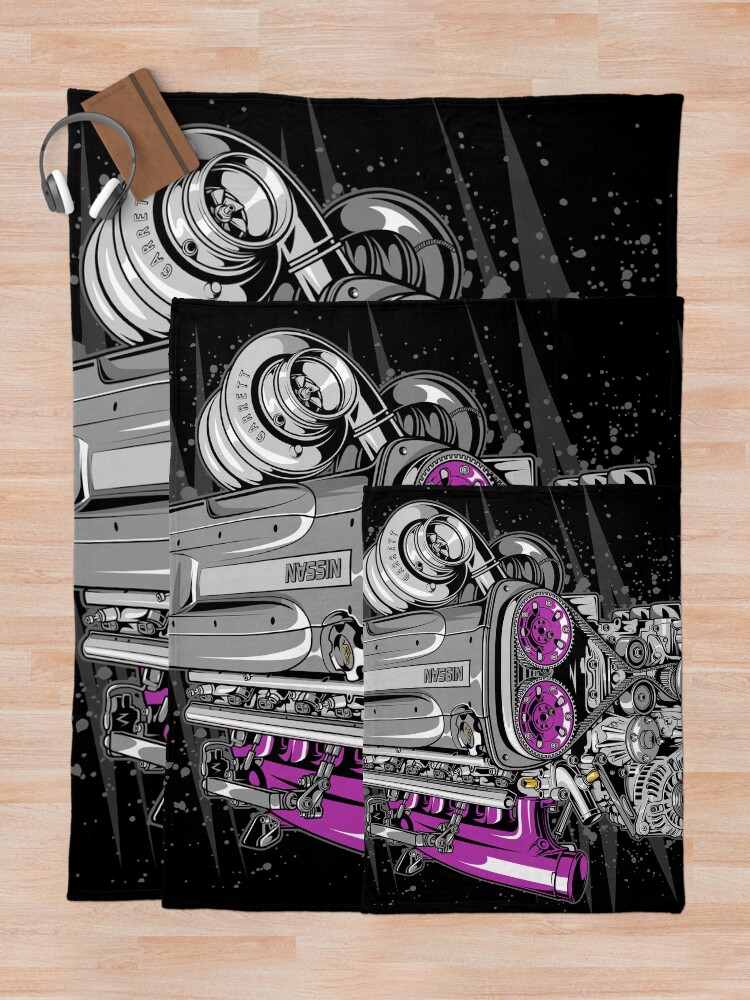 Alternate view of Nissan RB26 engine Throw Blanket
