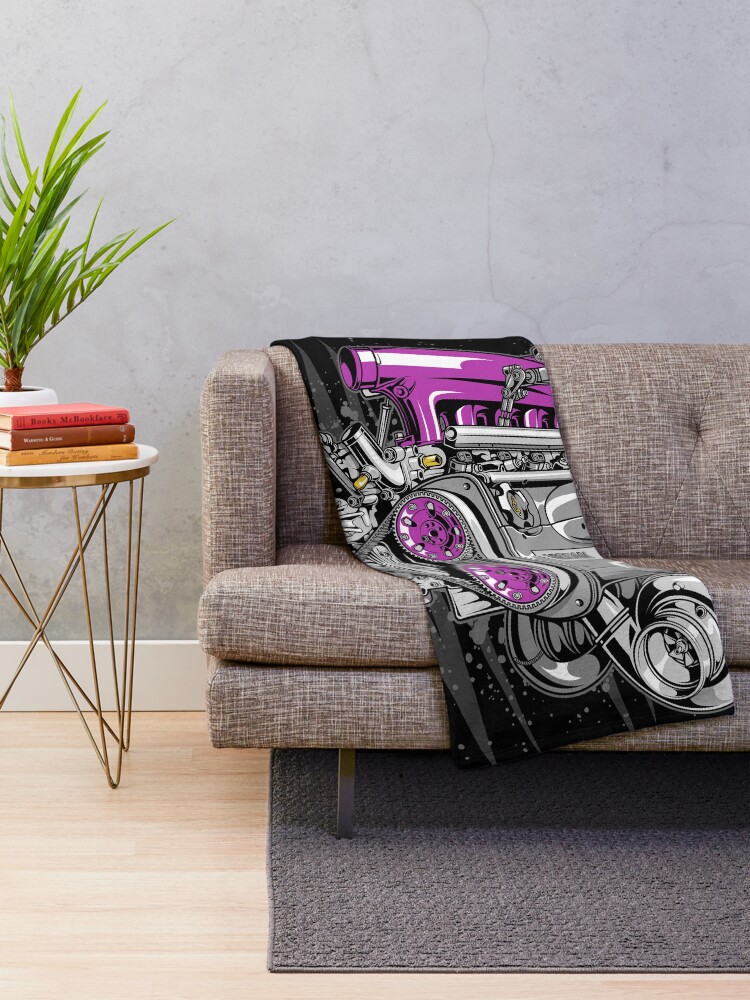 Alternate view of Nissan RB26 engine Throw Blanket