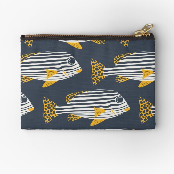 Sweetlips Striped Tropical Fish Pattern Zipper Pouch